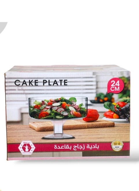 صحن تقديم فواكة زجاج بقاعدة 24سم