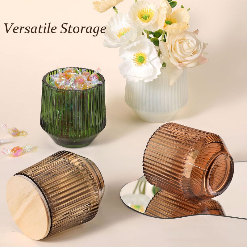 Simeitol 13 OZ Candle Making Kit - 6 Pack Amber Ribbed Glass Jars With Bamboo Lids and Wick Kit for Containers - Image 5