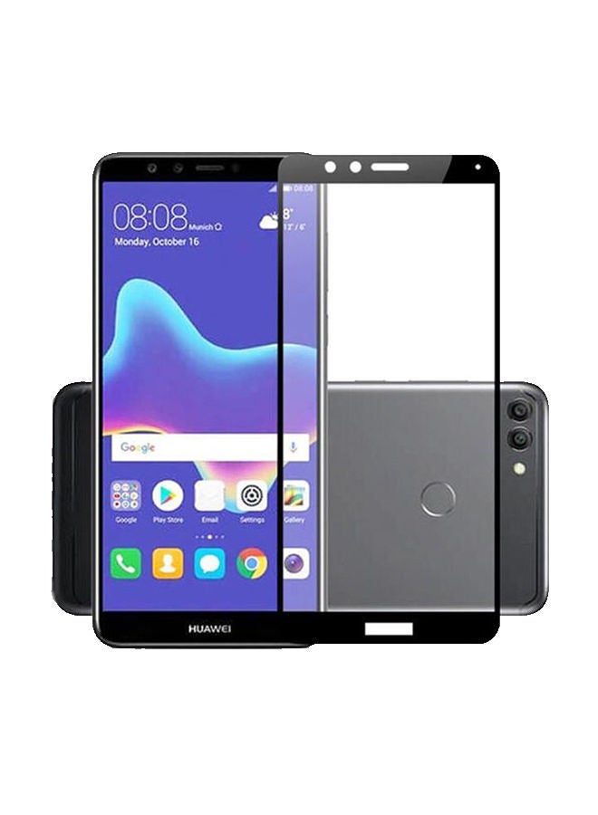 NIBEMINENT Tempered Glass Screen Protector For Huawei Y9 Clear/Black