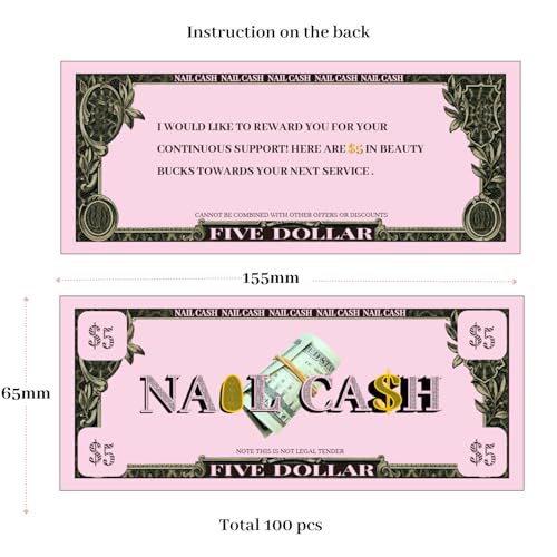 Mocomfor Nail Cash Pink Loyalty Reward Cards for Nail Tech Supplies, Salon Client Gifts & Aftercare, Pedicure Manicure Business Must Haves - 100 Pieces - Image 4