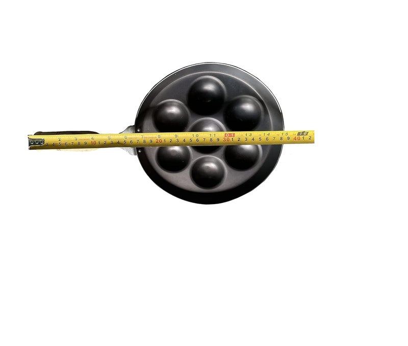 Tinax 7Cavities Pure Iron Appam Patra PaniyarrakalPaniyaramAppam PanMakerPan Cake Maker Wooden Handle 9inch - Image 4