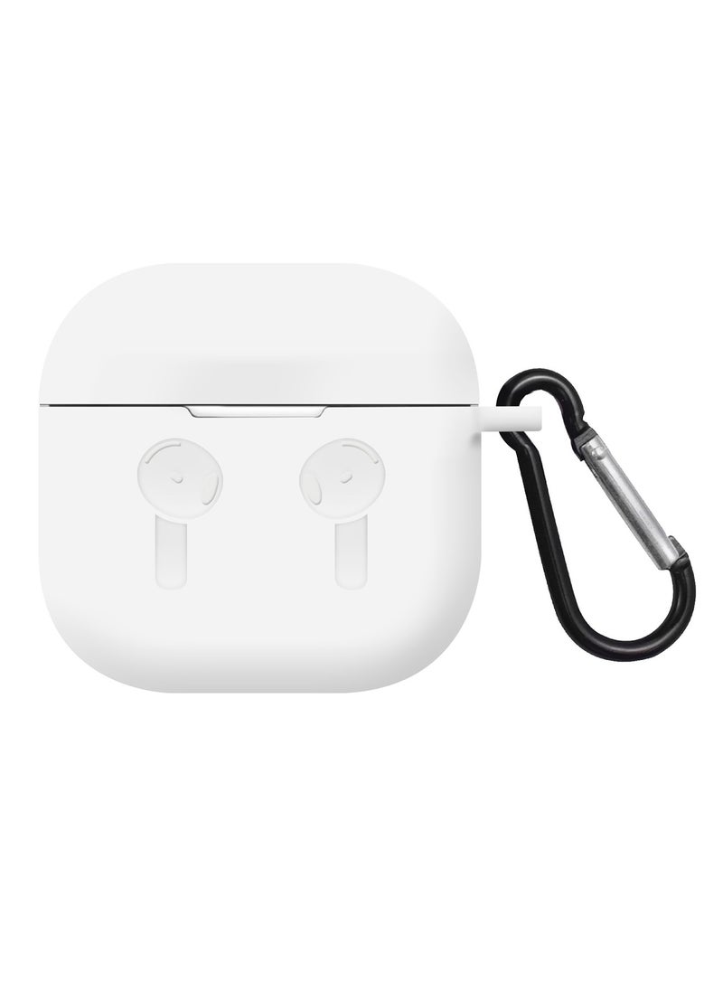 CATANES ( for Airpods 4 2024 ) Case Soft Silicone Elegant Cover with Keychain / White Color  - Image 1