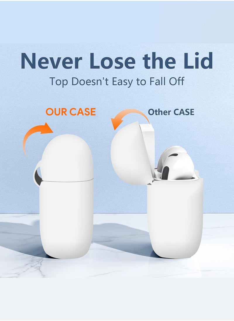 CATANES ( for Airpods 4 2024 ) Case Soft Silicone Elegant Cover with Keychain / White Color  - Image 2