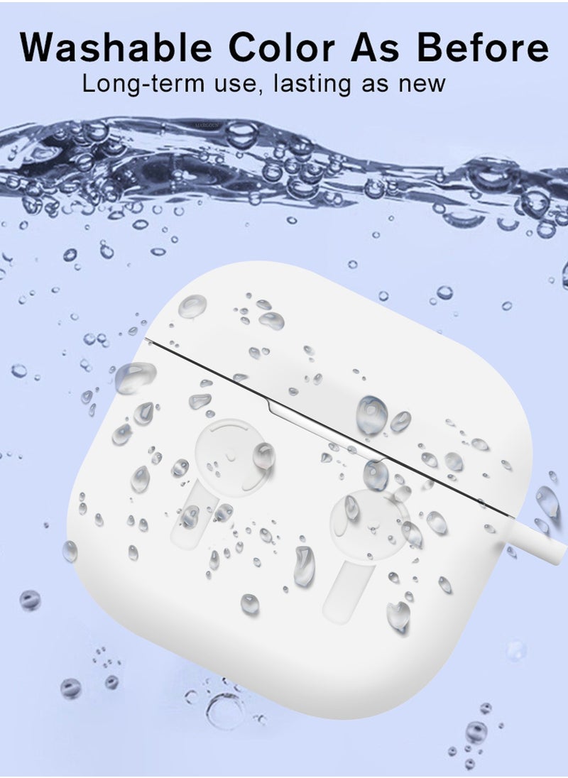 CATANES ( for Airpods 4 2024 ) Case Soft Silicone Elegant Cover with Keychain / White Color  - Image 5