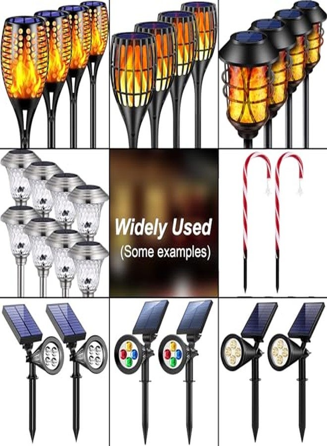 Pluxen Metal Stakes Solar Lights Replacement Spike - Outdoor Ground Stake for Garden Lights Landscape Yard Pathway Patio Lamps Pole (Metal-6 Pack) - 0.78x5.36 inches - Image 4