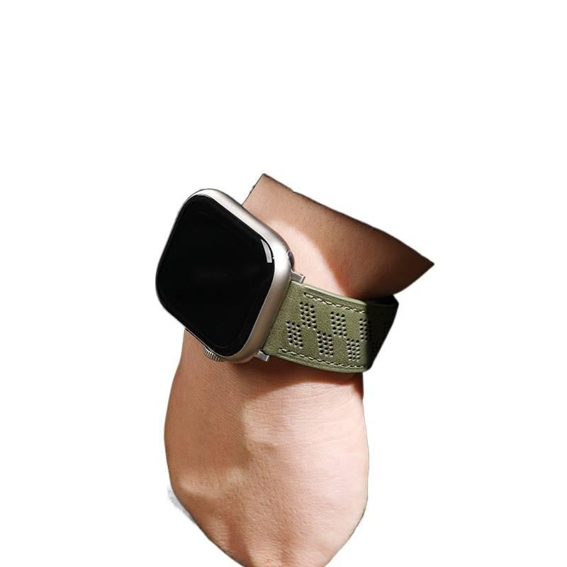 سوار ساعة ذكية سوار جلدي كلاسيكي متوافق مع Apple Watch 38/40/41/42/44/45/49mm بملاءمة قابلة للتعديل وحزام بديل باللون أبيض قابل للتعديل - Image 3