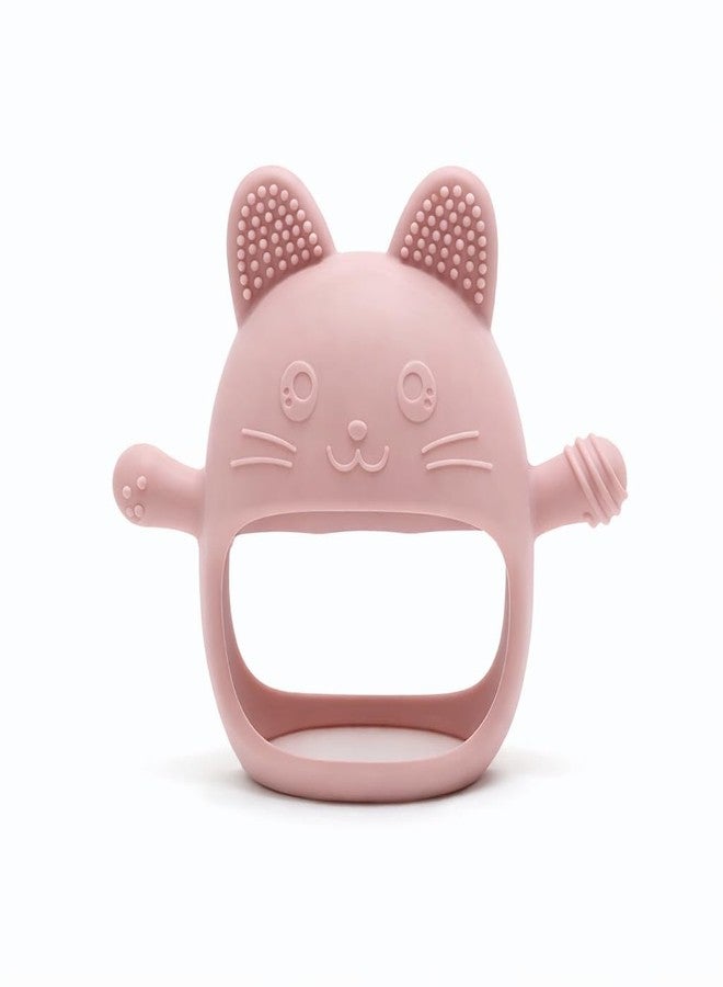 Lyrovo Baby Teething Toy Silicone Teething Mitten for Babies Over 3 Months Anti Dropping Wrist Hand Teethers Baby Chew Toys for Sucking Needs, BPA Free (1, Pink) - Image 1