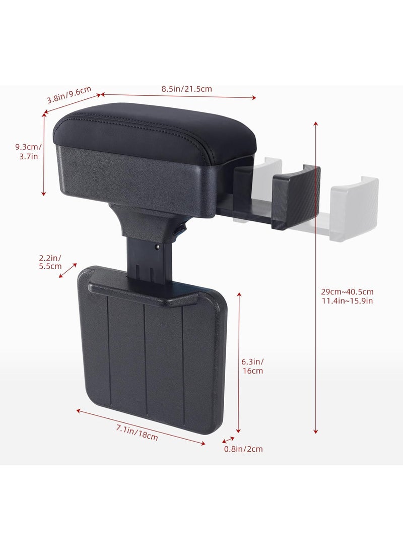 مسند ذراع سيارة من جلد البولي يوريثان مع حامل أكواب مخفي - منظم وسطية أنيق باللون الأسود لتخزين وأناقة محسّنين، تنظيم داخل السيارة | إكسسوارات سيارات حديثة | تشطيب من جلد البولي يوريثان، منظم تخزين سيارة - Image 5