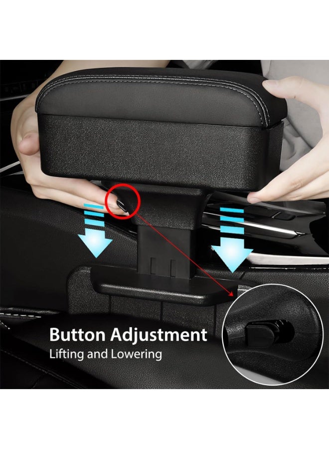 مسند ذراع سيارة من جلد البولي يوريثان مع حامل أكواب مخفي - منظم وسطية أنيق باللون الأسود لتخزين وأناقة محسّنين، تنظيم داخل السيارة | إكسسوارات سيارات حديثة | تشطيب من جلد البولي يوريثان، منظم تخزين سيارة - Image 4