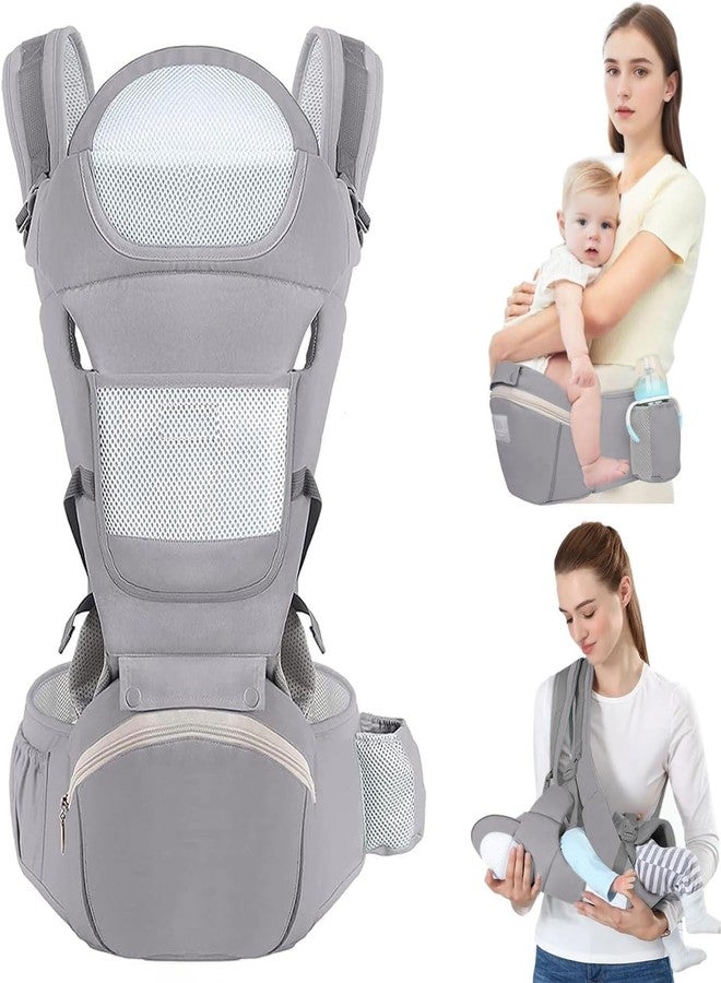 Suicune Baby Carrier Newborn to Toddler,Hip Seat Baby Carrier with Hood,Summer Mesh Infant Carrier with Back Support,Front Facing Men Chest Carrier,Mom Dad Backpack Carrier - Image 1