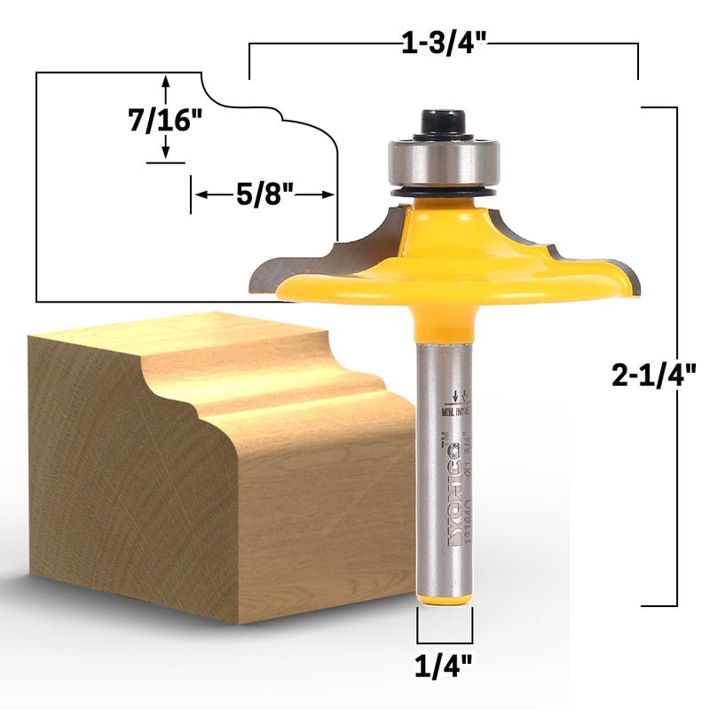 YONICO Cabinet Door Edge Router Bits Classical Euro Style 1/4-Inch Shank 12164q - Image 2