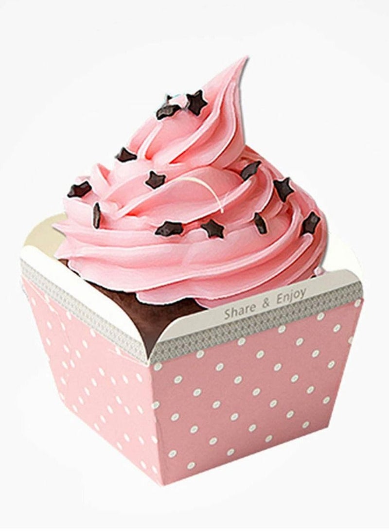 Y&D 100 pcs Cake Paper Cup Square Disposable Cupcake Baking Cups Holder Mini Bowl for Birthday Wedding Party Supplies (Pink Dot)  - Image 3