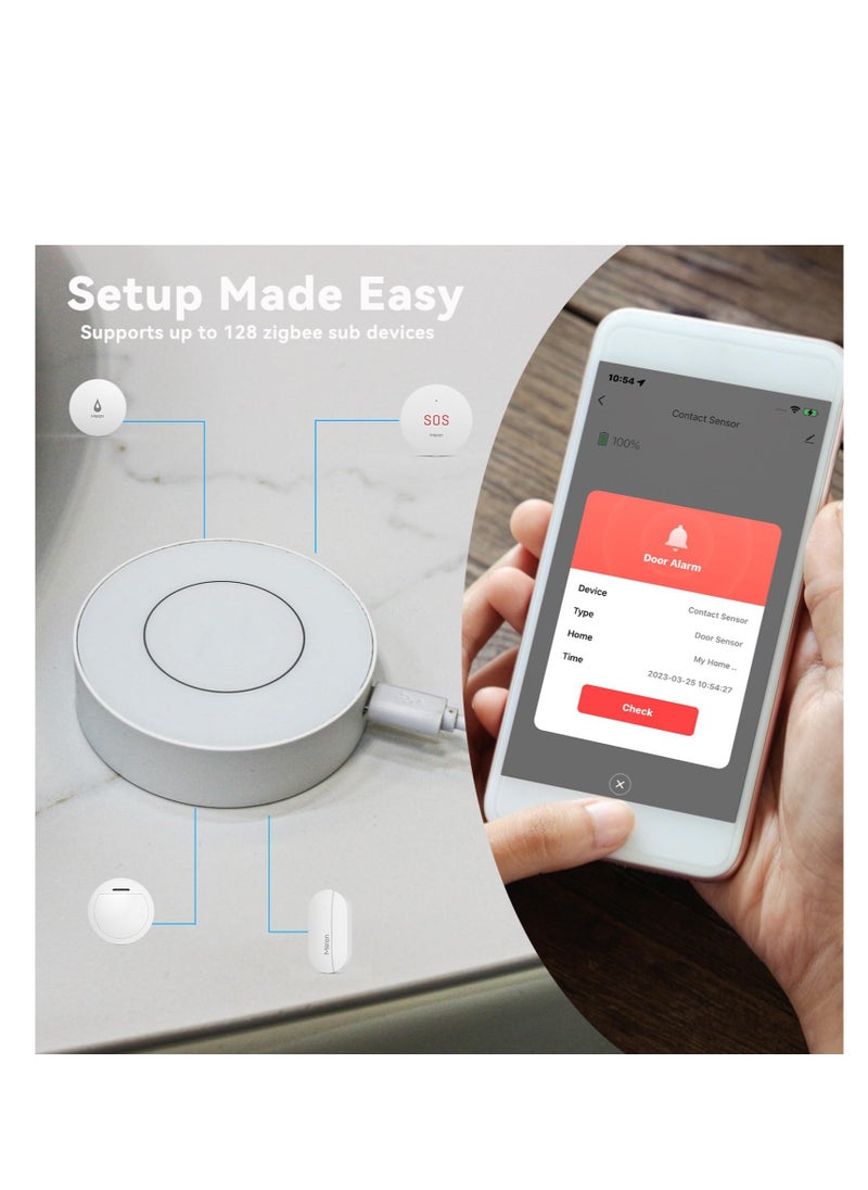 Excefore - 3.0 Smart Home Hub, Supports for Zigbee Sevices Only, Works with Smart Life and Tuya App, Control and Multi-Device Management, Intelligent Bridge Wired Smart Home Gateway (White) - Image 1