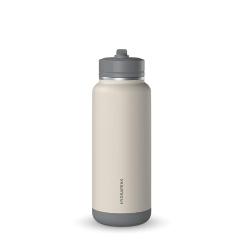Hydrapeak 32oz Allure Stainless Steel Insulated Water Bottle With Spill Proof Straw Lid And Rubber Boot Stone