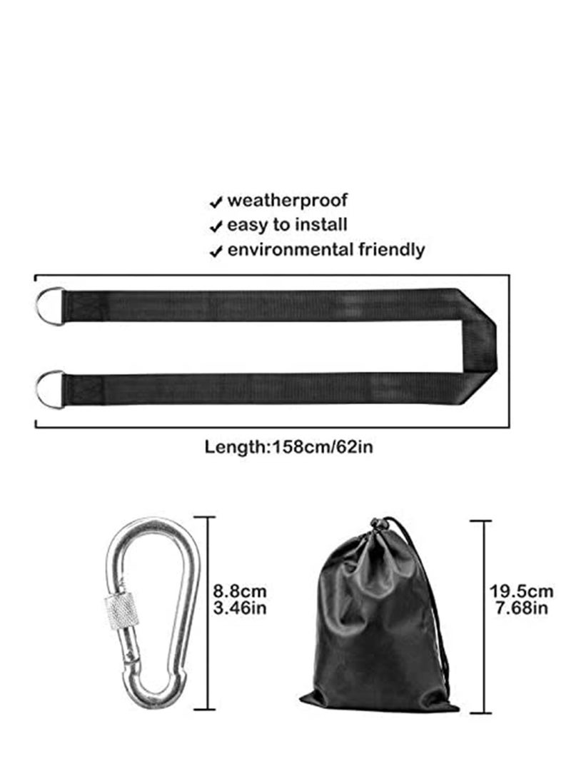 Captaintech Swing Straps Hanging Kit, Waterproof 150cm Long with 2 Safety Sturdy Zinc Alloy Lock Carabiners Hooks and 1 Carrying Bag, Holds 2200 LBs for Tire, Disc Swings, Hammocks - Image 4