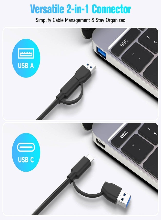 RSHTECH 7-Port Powered USB 3.2/USB-C Hub Splitter with 3 x 10Gbps USB-3.2 Ports (2C + 1A),4 USB-3.0 Ports (2C + 2A), 3.3ft Cable, Touch Switches, and 5V Power Adapter for Laptop PC - Image 4