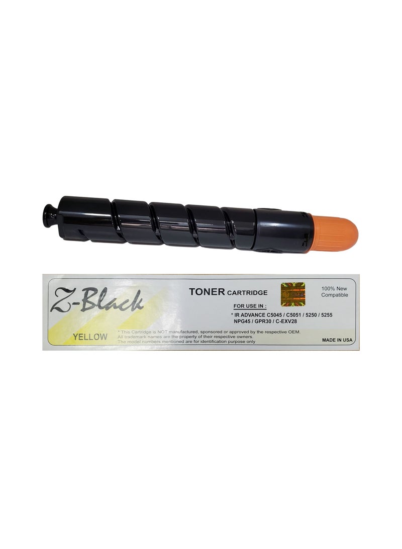 Z-Black Compatible Toner Cartridge for Canon IR Advance C-5045 / 5051 / 5250 / 5255 / NPG45 / GPR30 / C-EXV28 (YELLOW) - Image 1