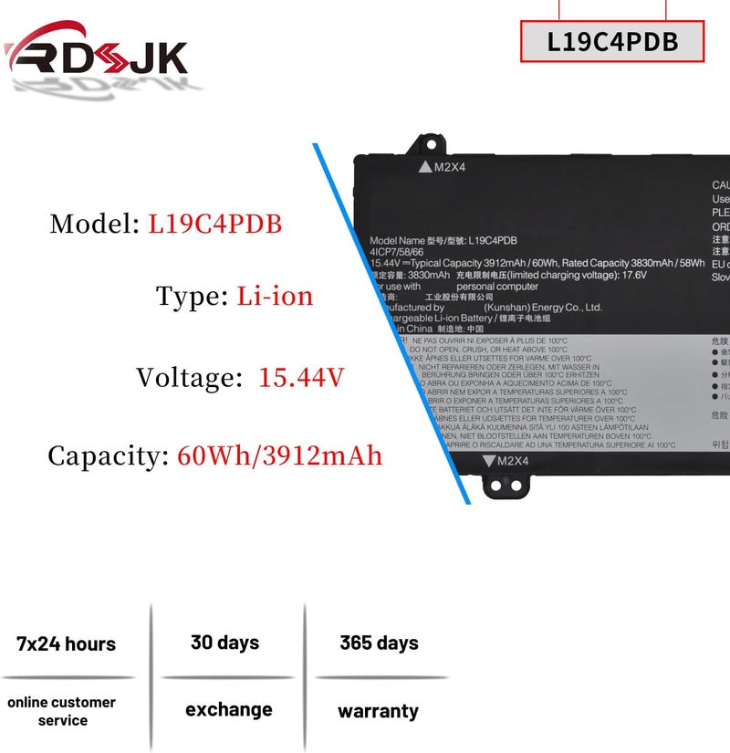 L19M4PDB L19C4PDB Laptop Battery for Lenovo ThinkBook 14s Yoga ITL ThinkBook 14 2021 G2 ITL ARE 14 G3 ITL ACL G4 ABA IAP 15 G2 ARE ITL G3 ACL ITL G4 IAP ABA Series 5B10Z21201 5B10Z21209 15.36V 60Wh - Image 2
