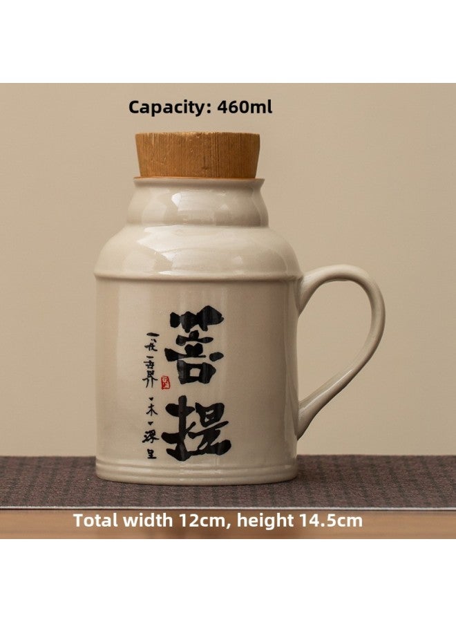 Ceramic Small Thermos Household Carry-on Vintage Cold Water Bottle To Make Tea Office Stuffy Teapot Creative Water Cup Mug-color:Bodhi Water Kettle-capacity:About 460ml - Image 1