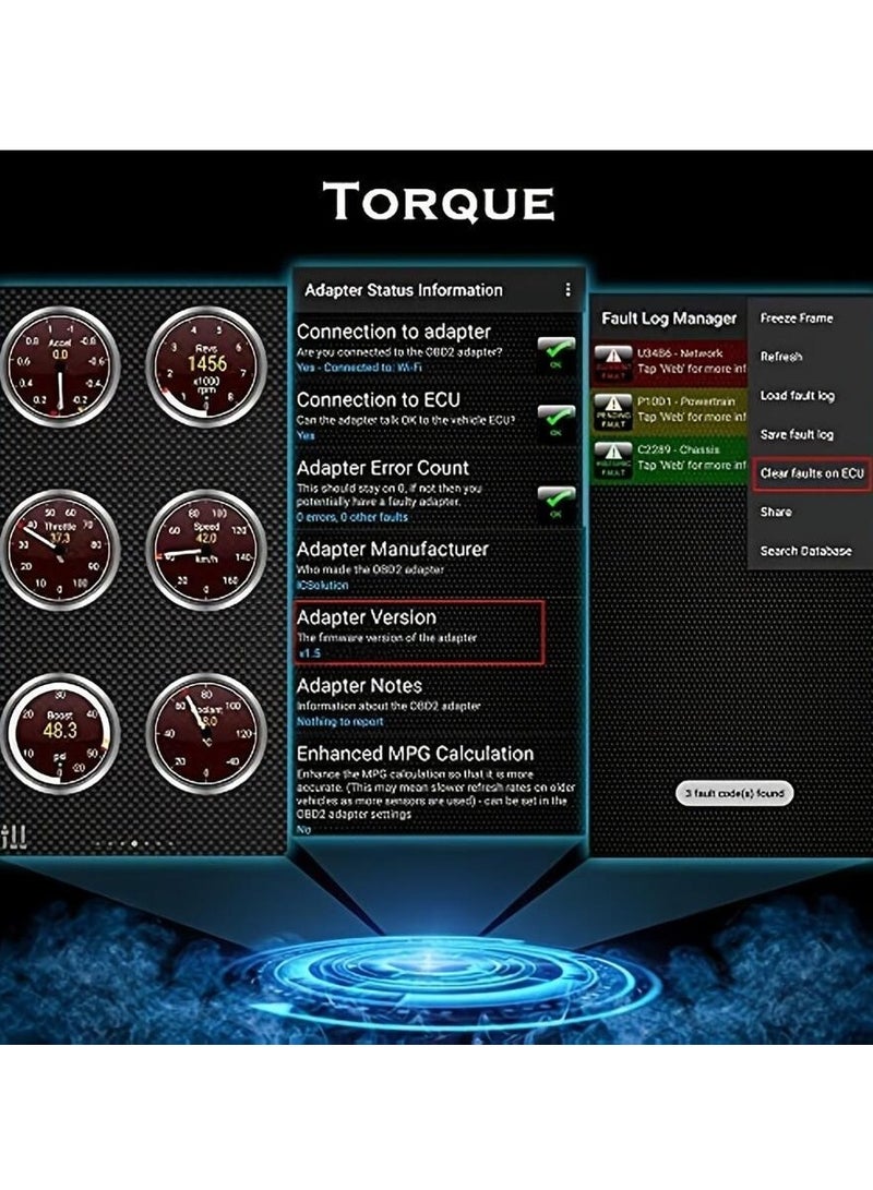 Car Fault Detector,Improved Car  Wifi Obdi Scanner Obdi Scanning Tool Code Reader Adapter Check Engine Light Diagnostic Tool,Compatible With IOS and Android Android,App Incardoc,Obd Fusion - Image 4