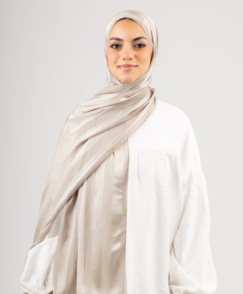 Luxurious Light Beige Chiffon Scarf