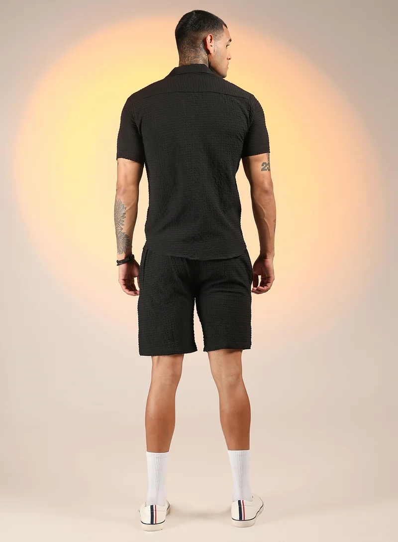 كامبوس سوترا Men's Onyx Black Crease-Box Co-Ord Set