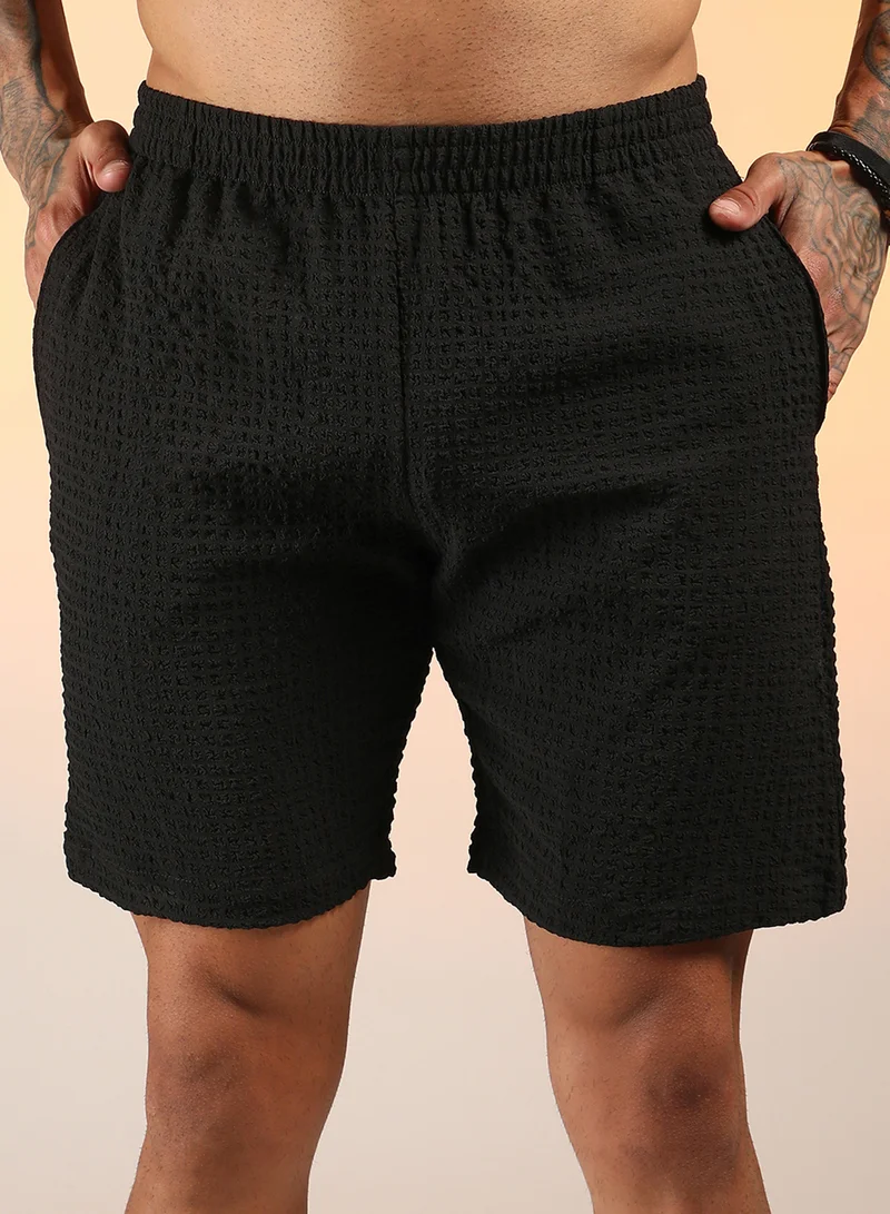 كامبوس سوترا Men's Onyx Black Crease-Box Co-Ord Set