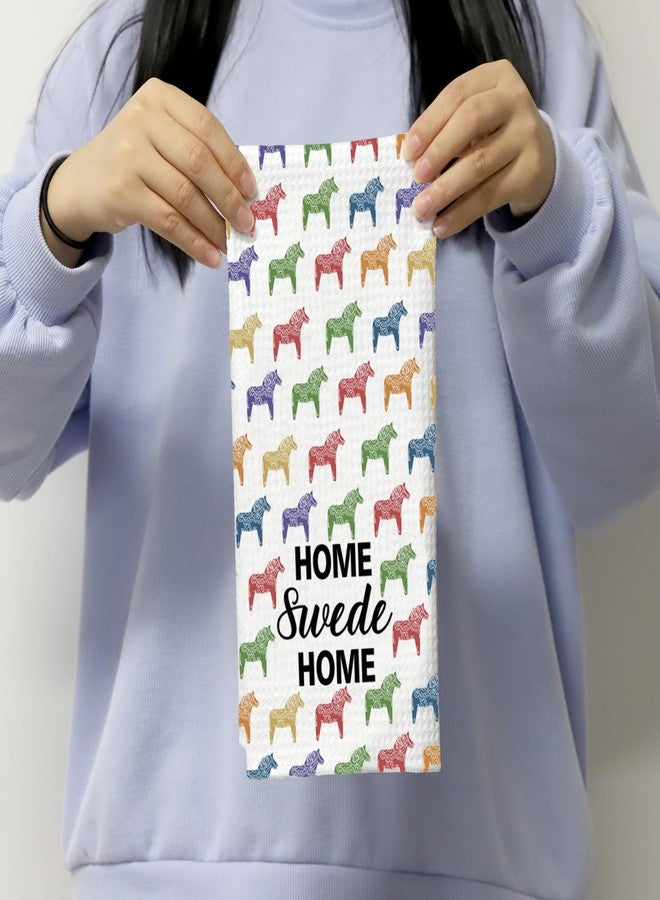 POFULL Sweden Gift Sweden Travel Gift Swedish Dala Horse Gift Swedish Home Swede Home Kitchen Towel (Home Swede) - Image 4
