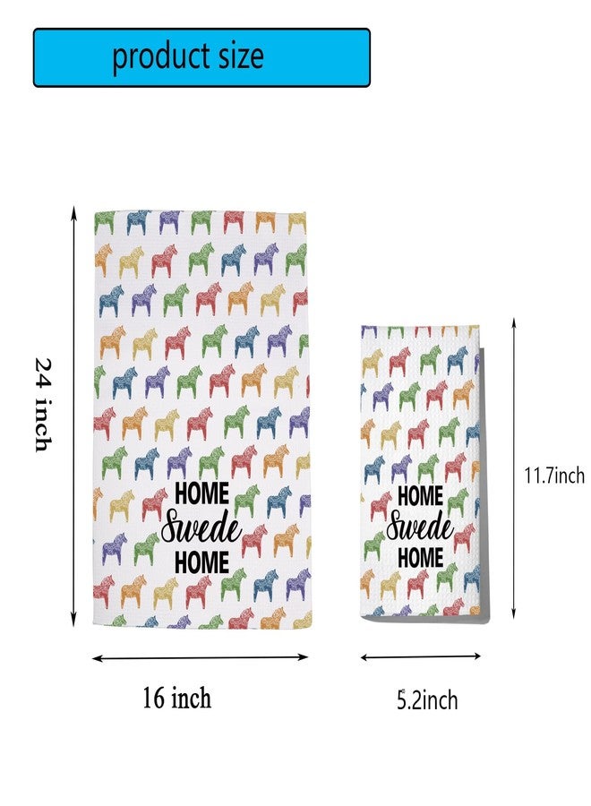 POFULL Sweden Gift Sweden Travel Gift Swedish Dala Horse Gift Swedish Home Swede Home Kitchen Towel (Home Swede) - Image 2