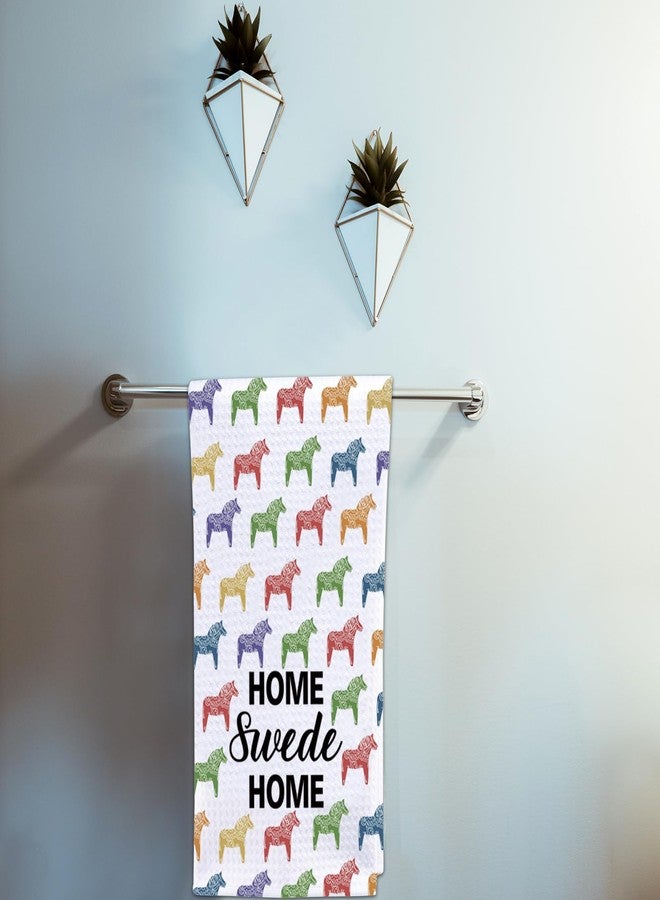 POFULL Sweden Gift Sweden Travel Gift Swedish Dala Horse Gift Swedish Home Swede Home Kitchen Towel (Home Swede) - Image 5