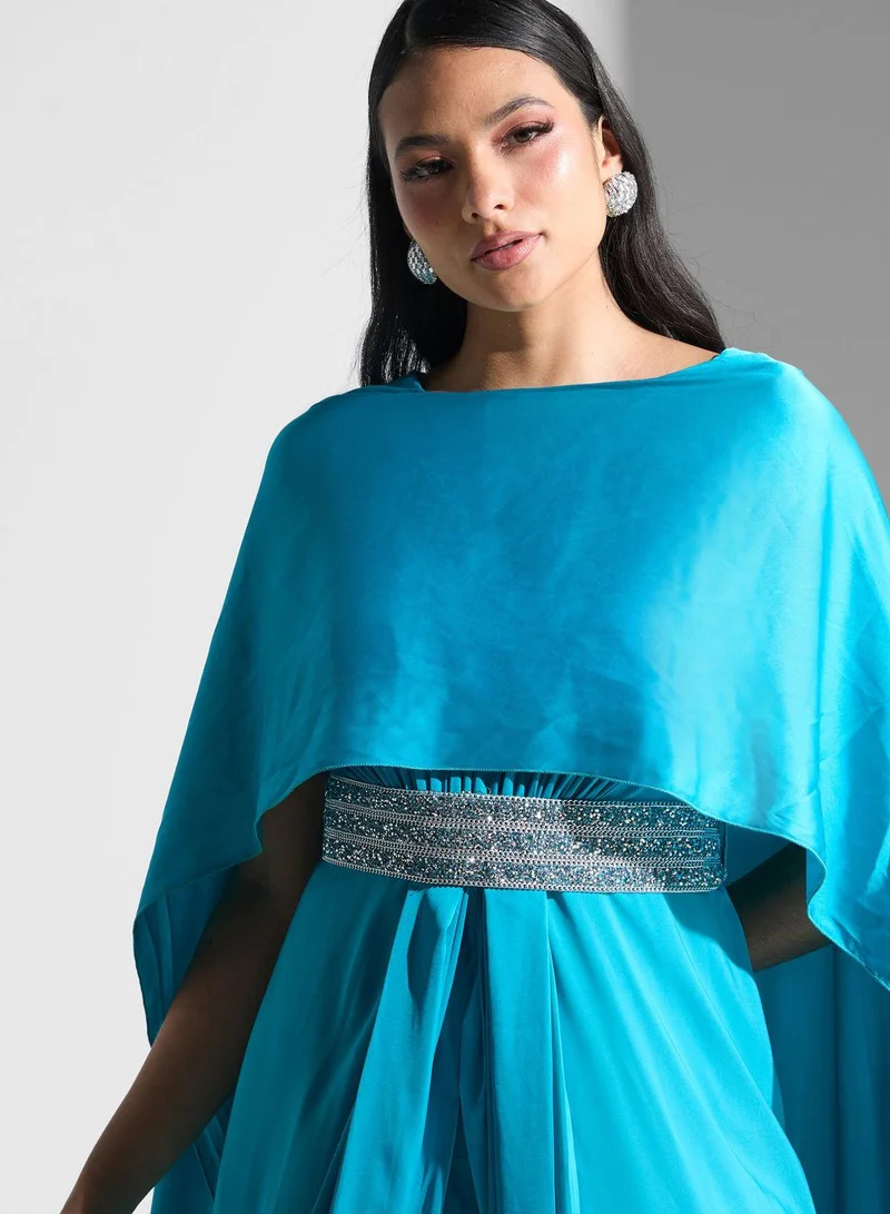 Golden Apple Embellished Waist Tiered Dress