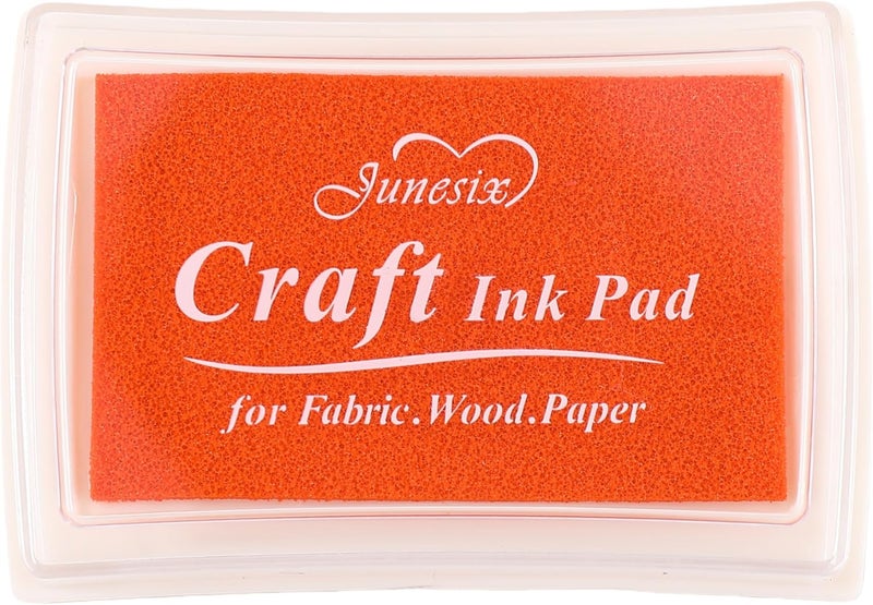 Craft Stamp Ink Pad for Paper Wood Fabric 15 Colors Available for Rubber Stamps (Orange)