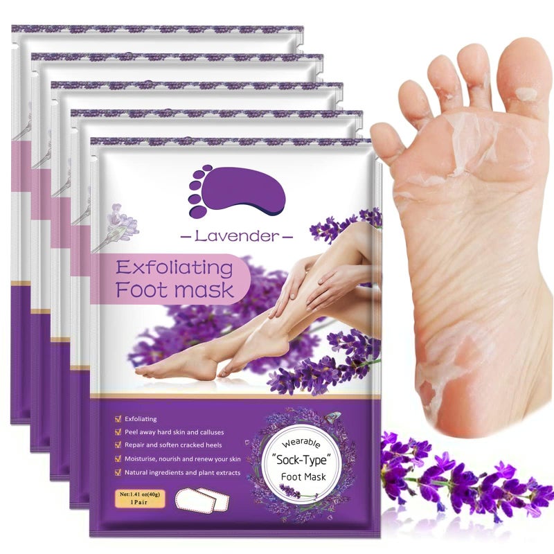 Foot Peel Masks for Dry Cracked Feet 5 PackExfoliating Foot Mask Natural Exfoliator for Dead Skin Callus Repair Rough Heels for Men WomenMake your Foot Baby Soft in 7 Days AlIVER 4  12