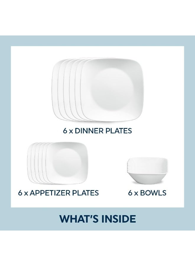 Corelle طقم أدوات مائدة كوريل فيتريل 18 قطعة لخدمة 6 أشخاص بتصميم مربع - Image 3