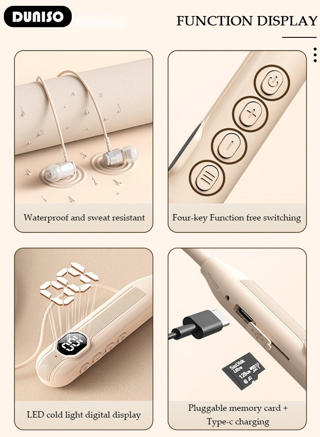 DUNISO Wireless Neckband Headphones with LED Display,Bluetooth 5.3 2000mAh large battery 200H Extra Long Playtime Wireless Stereo Neckband Earbuds Waterproof Earphones for IOS and Android - Image 2
