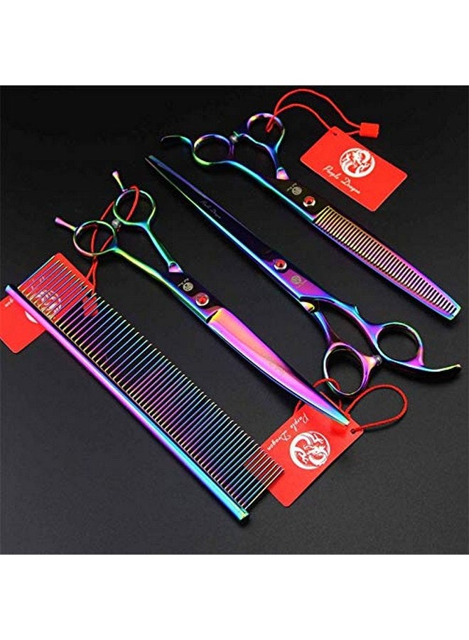 Purple Dragon 8.0 inch Dog Hair Cutting, Curved and Thinning Scissors Shear Pet Grooming Tool Kit - Image 5