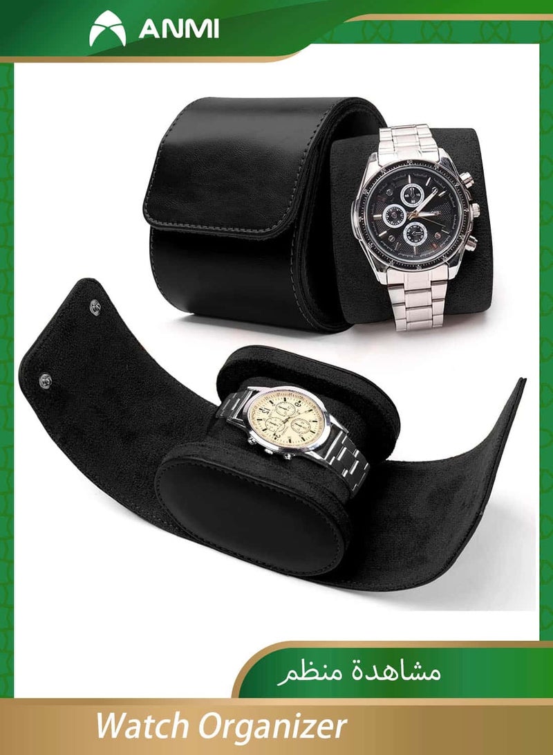 أنمي منظم ساعات، صندوق ساعات مع حامل وسادة مخملية قابلة للإزالة (أسود) - Image 1