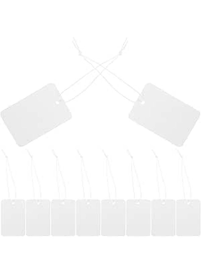 100 Pcs White Blank Price Tags With Elastic String 4x6cm For Jewelry Clothing Retail - Image 1