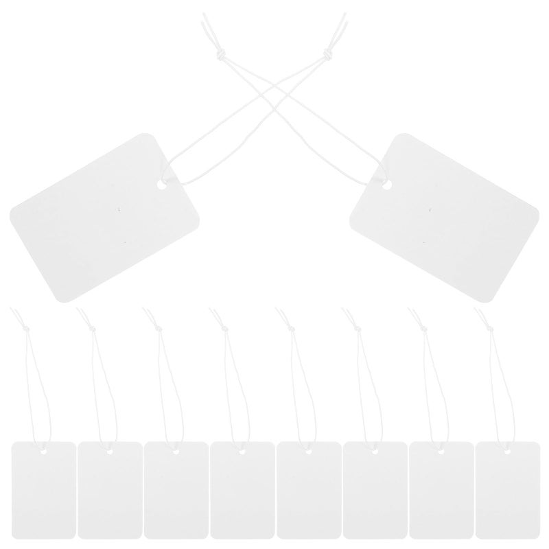 100 Pcs White Blank Price Tags With Elastic String 4x6cm For Jewelry Clothing Retail - Image 2