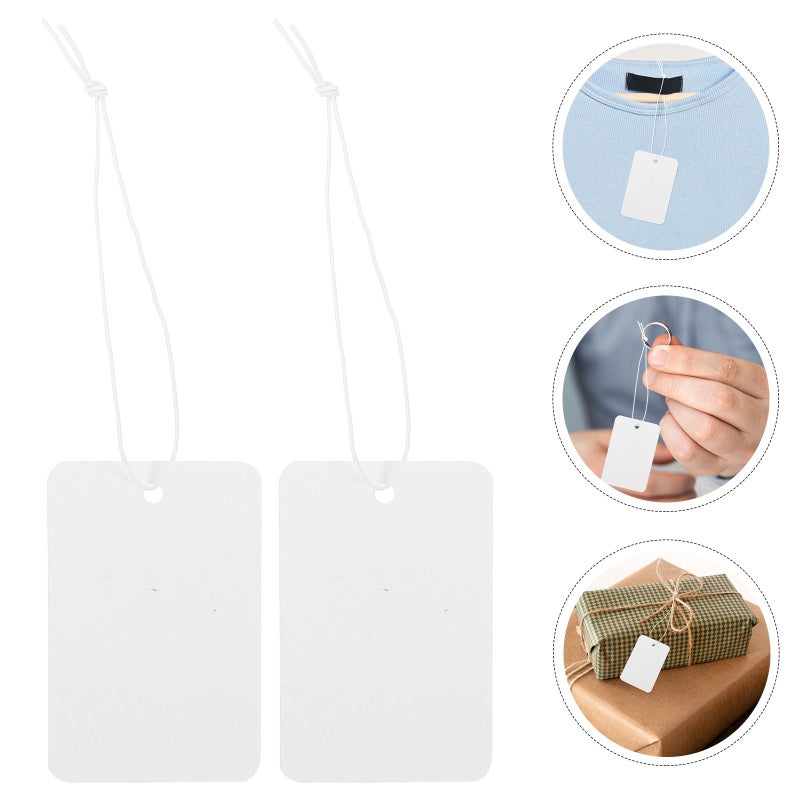 100 Pcs White Blank Price Tags With Elastic String 4x6cm For Jewelry Clothing Retail - Image 4