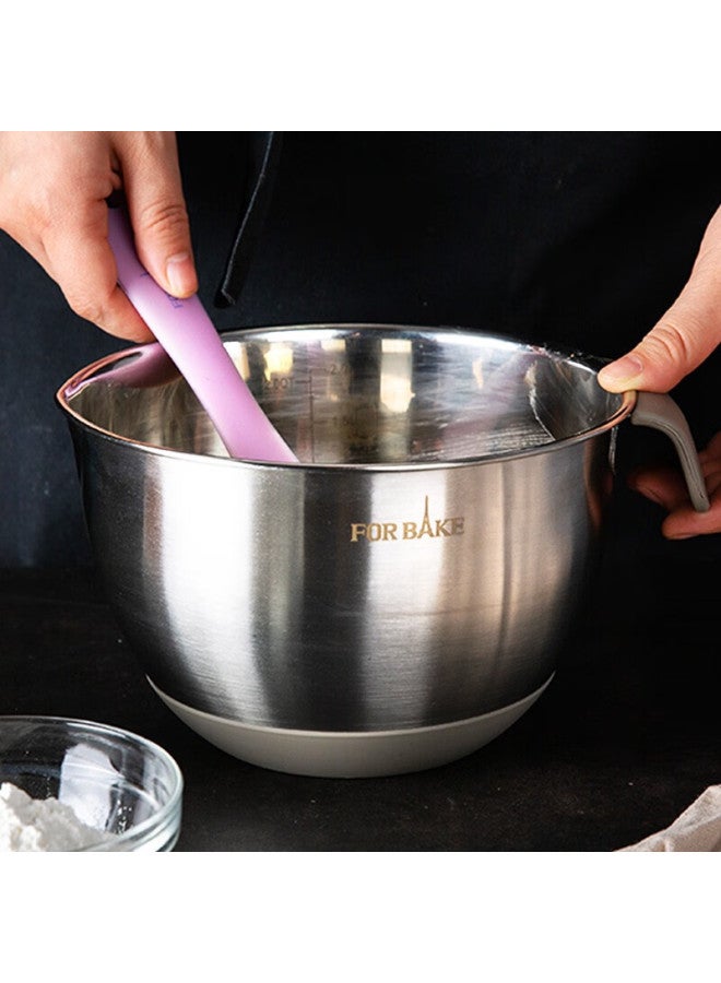 For Bake 20cm Stainless Steel Mixing Bowl With Handle, Cream Whipper, Beating Bowl, Deep And Thick With Measurement Markings - Image 2