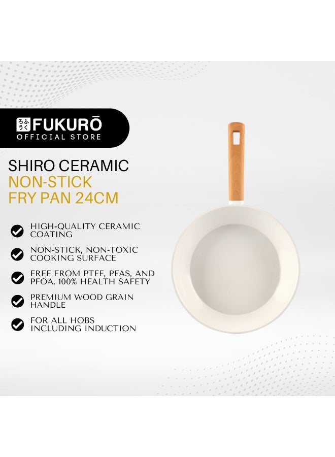 Fukuro Shiro Ceramic Non-Stick Fry Pan - 24cm - Image 2