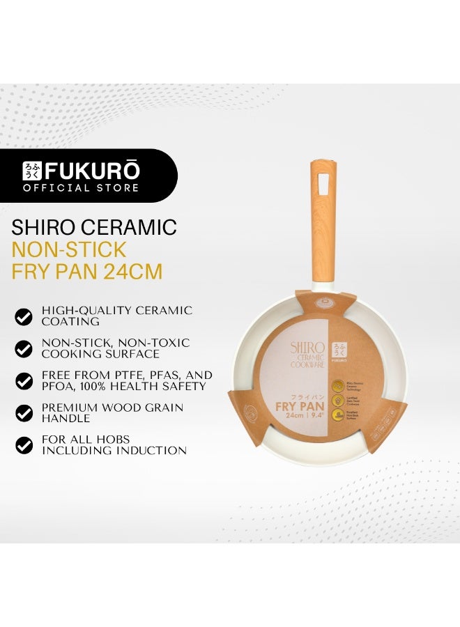 Fukuro Shiro Ceramic Non-Stick Fry Pan - 24cm - Image 1