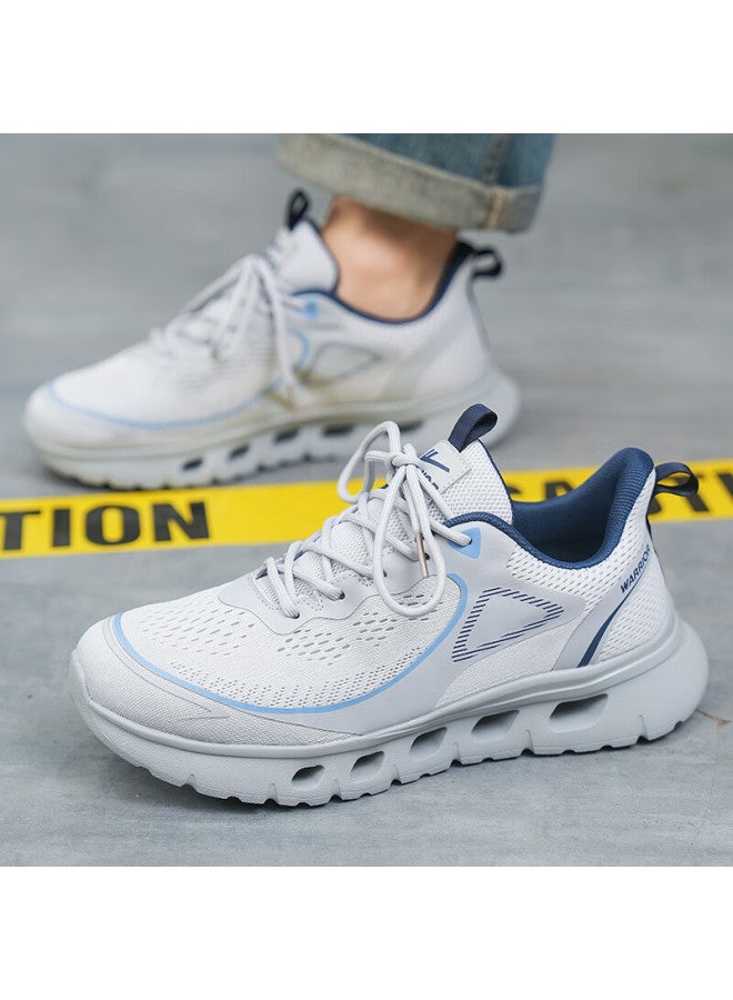 Pull Back Huili Men's Mesh Walking Shoes, Breathable Thick-soled Casual Shoes For Spring, Summer And Autumn, Wxy4487, Gray-blue, Size 39 - Image 1