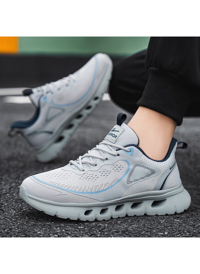 Pull Back Huili Men's Mesh Walking Shoes, Breathable Thick-soled Casual Shoes For Spring, Summer And Autumn, Wxy4487, Gray-blue, Size 39 - Image 5