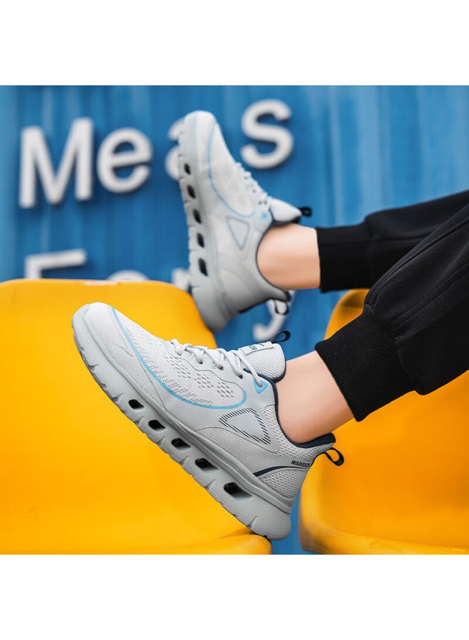 Pull Back Huili Men's Mesh Walking Shoes, Breathable Thick-soled Casual Shoes For Spring, Summer And Autumn, Wxy4487, Gray-blue, Size 39 - Image 3