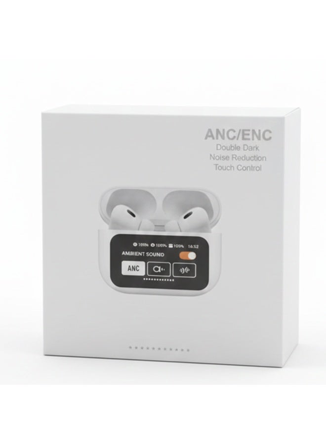True Wireless ANC/ENC Earbuds with Touchscreen Control, Effective Noise Reduction Technology and Stylish Design - White - Image 3