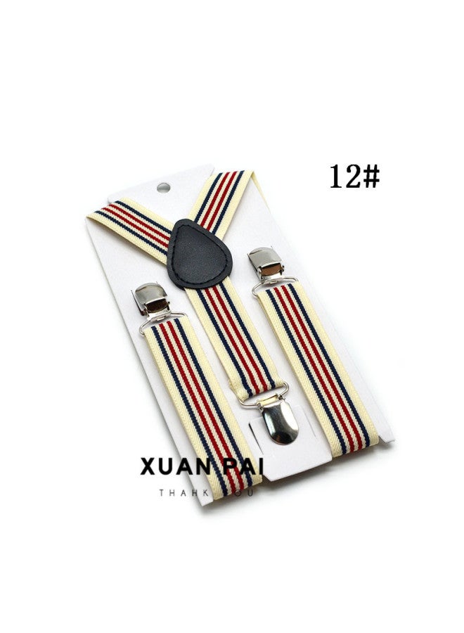 Children's 2.5cm Strap Clip Vintage Striped Series Boys And Girls Universal Suspender Belt Baby Autumn And Winter Pants Clip