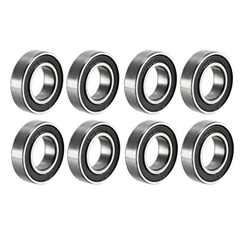 uxcell 68002RS Deep Groove Ball Bearing Double Sealed 1180800 10mm x 19mm x 5mm Carbon Steel Bearings Pack of 8 - Image 1