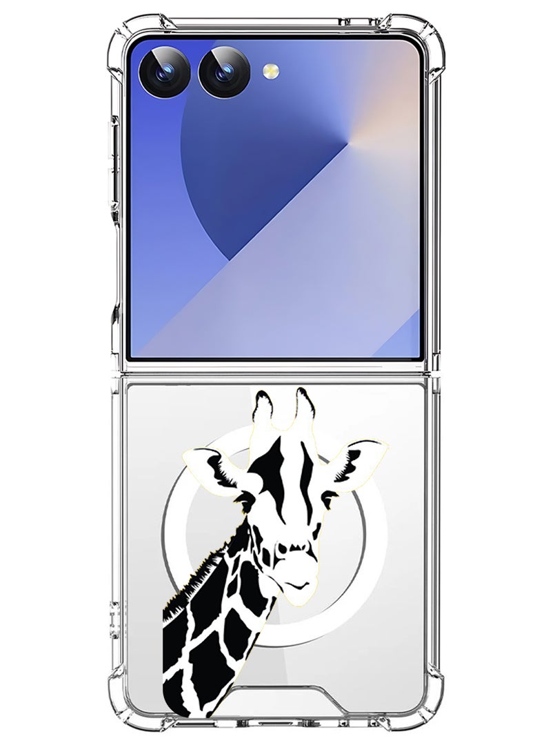 Theodor Magnetic Case for Samsung Galaxy Z Flip 7 Compatible with MagSafe Wireless Charging, Shockproof Phone Bumper Cover Giraffe - Image 1